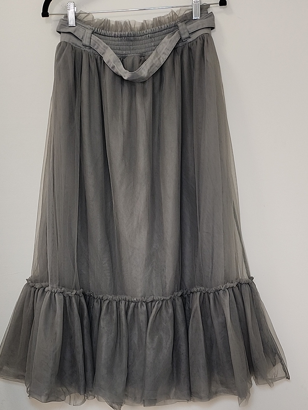Anthropologie Pilcro Tulle Skirt ruffled hem waist tie  Size Small - Picture 9 of 16
